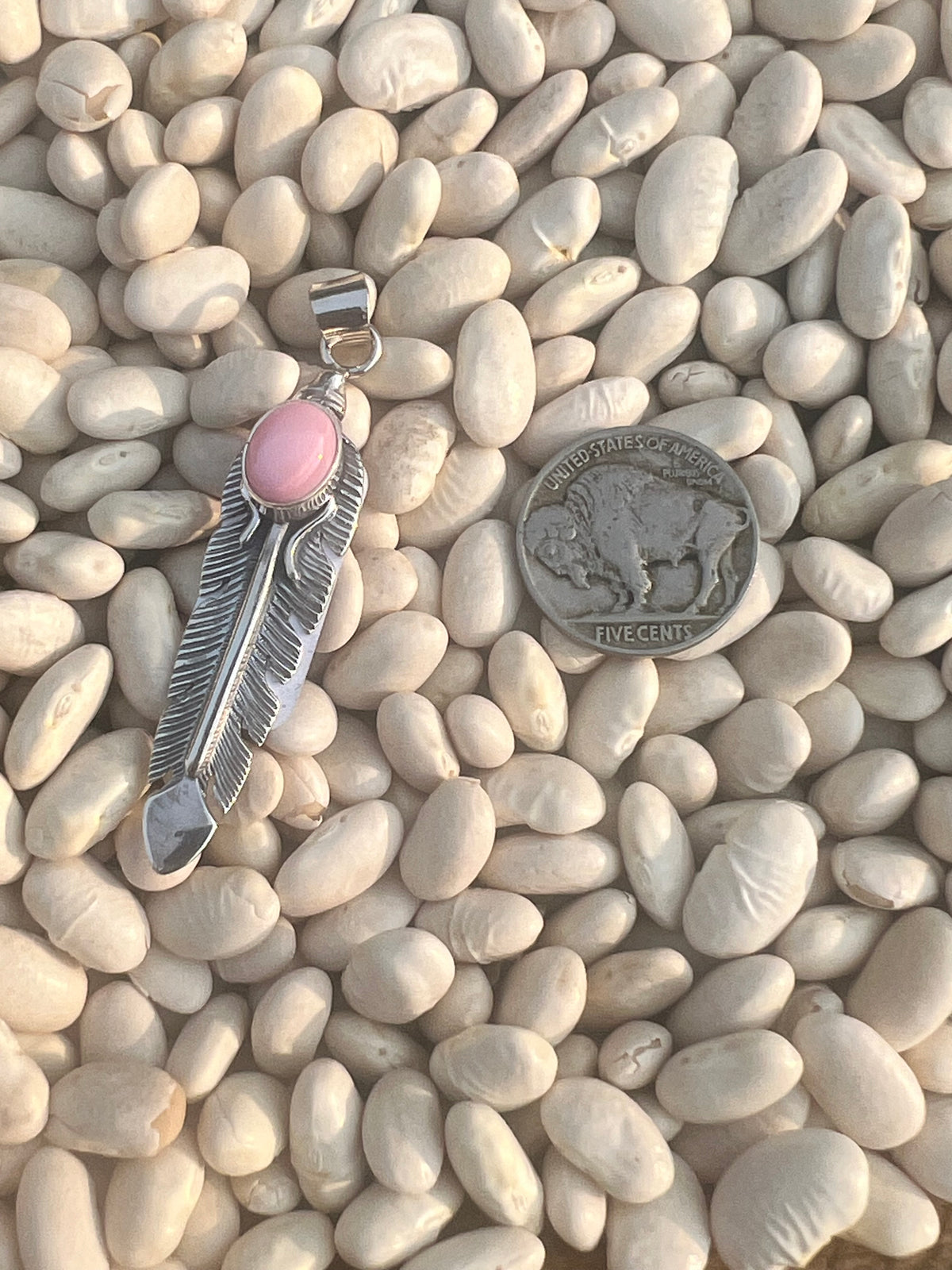 Pink Conch Feather Pendant