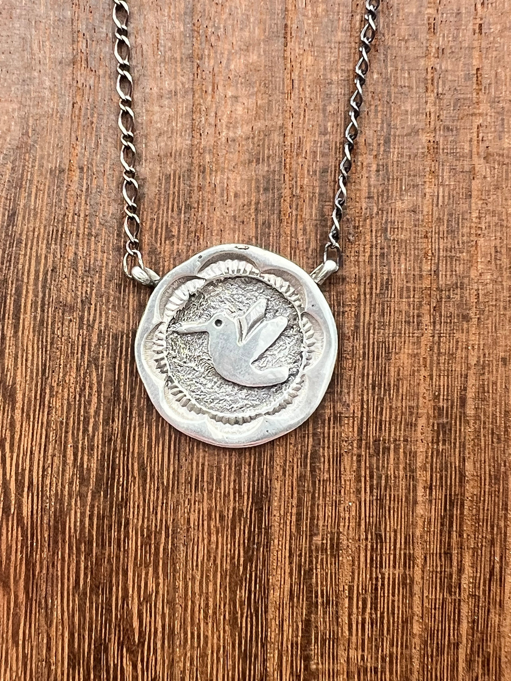 Stamped Hummingbird Pendant