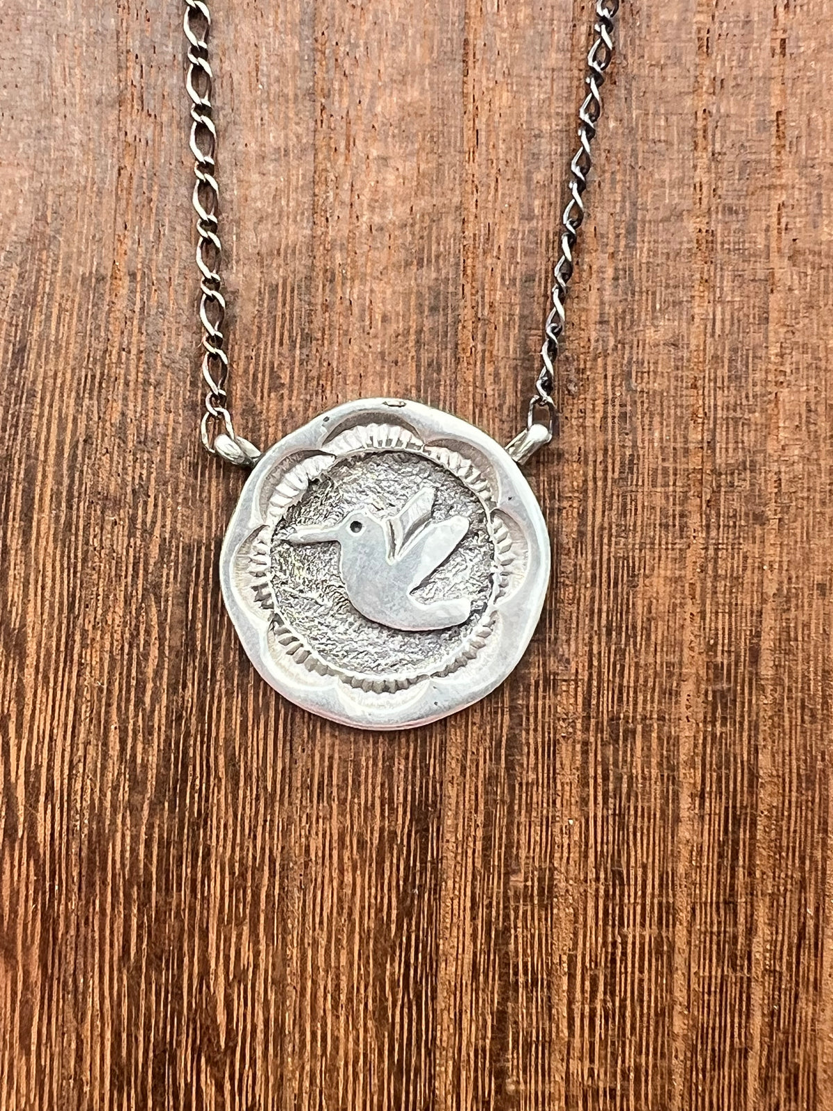 Stamped Hummingbird Pendant