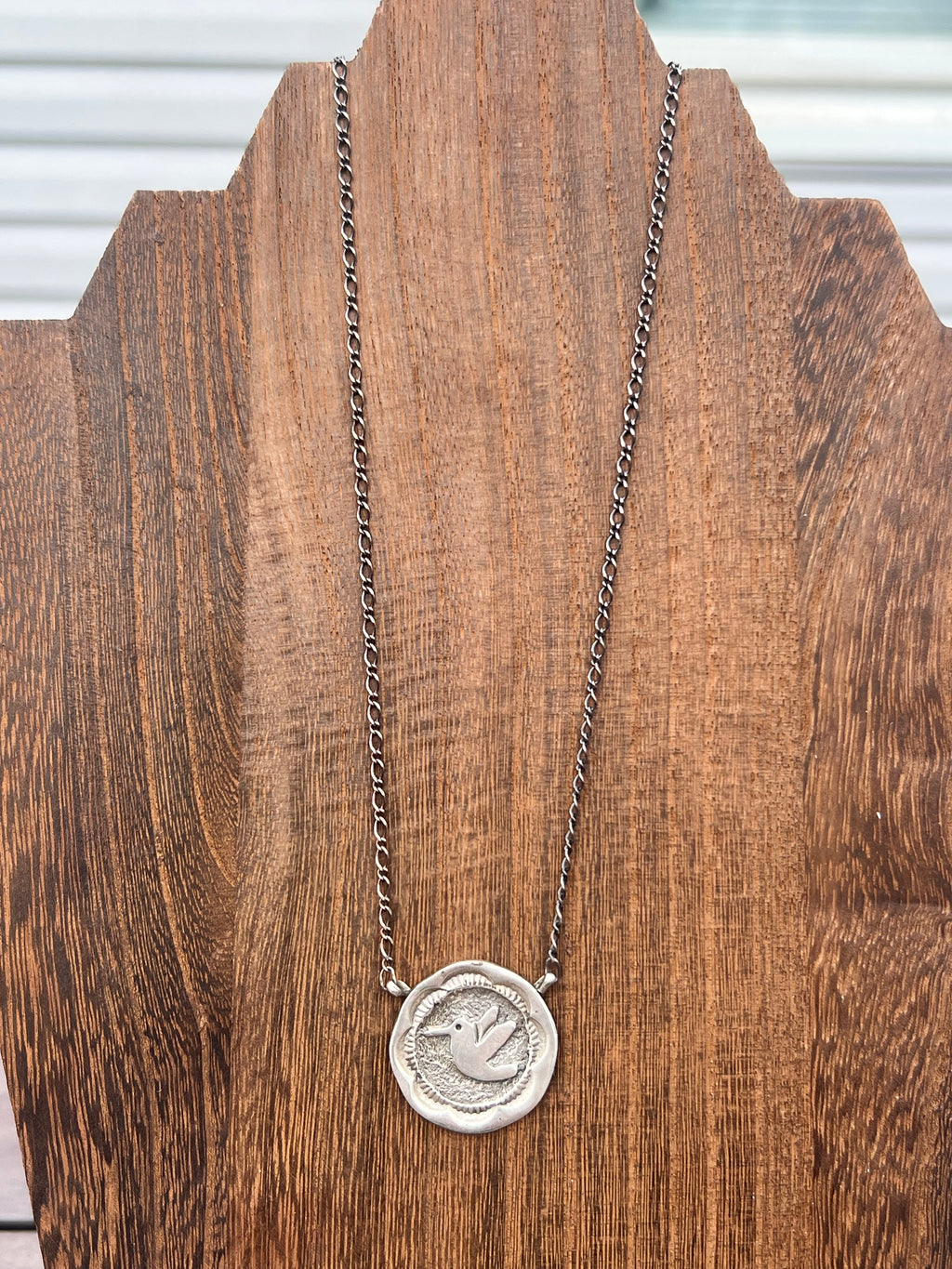 Stamped Hummingbird Pendant