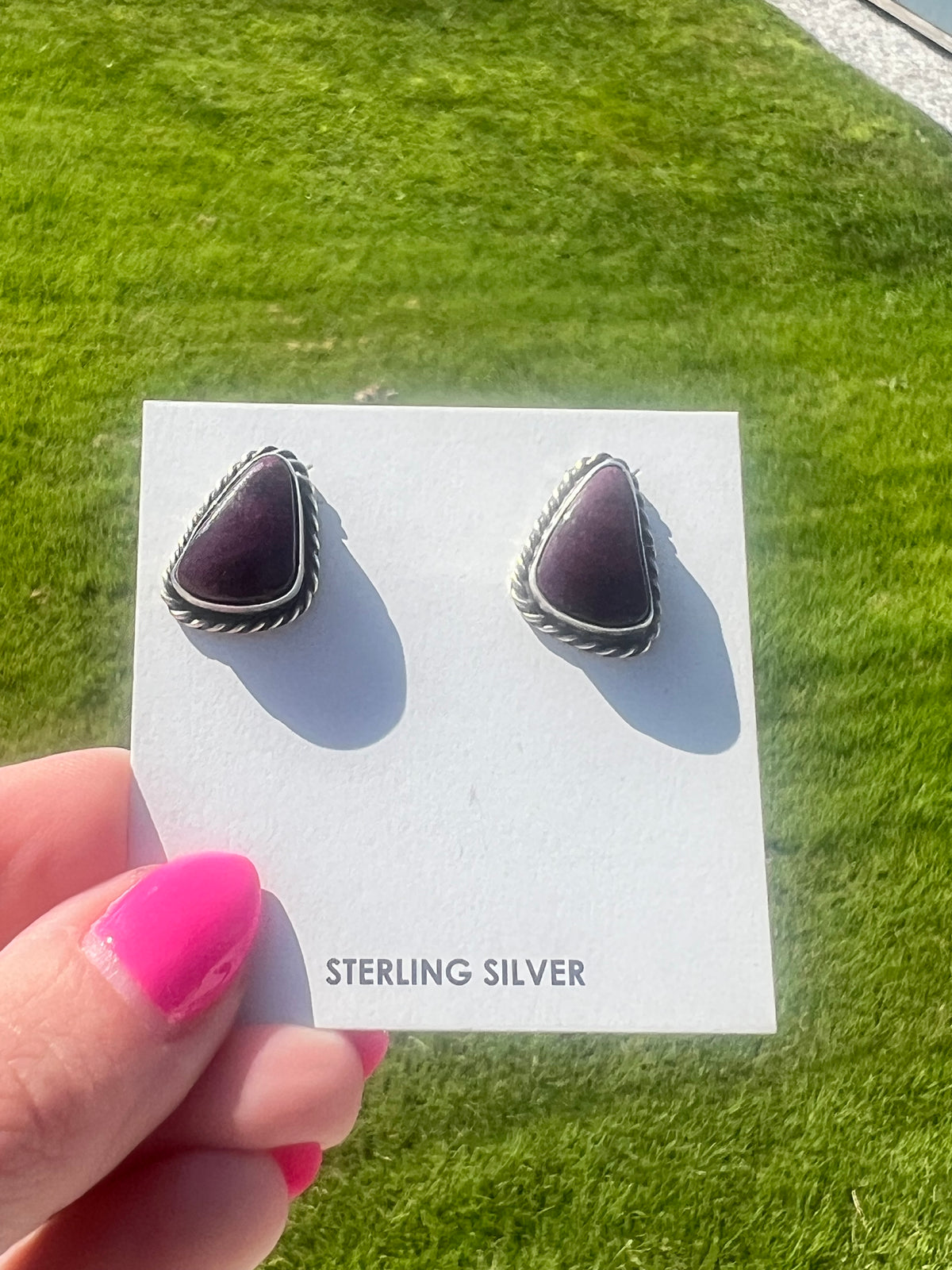 Purple Triangle Studs